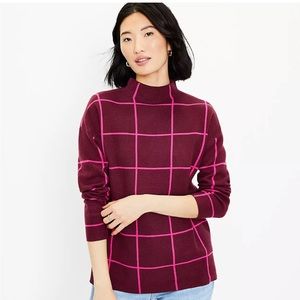 BNWT Loft Plaid Mock Neck Tunic Sweater